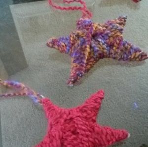Country style vintage yarn wrapped star ornaments
